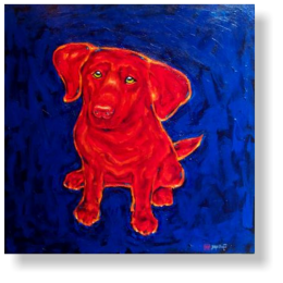 RED PUP LABRADOR 80 : 80 cm acrylic paint, canvas