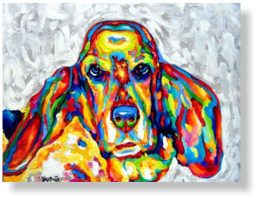 ROSIE BASSET  50 : 70 cm acrylic paint, canvas