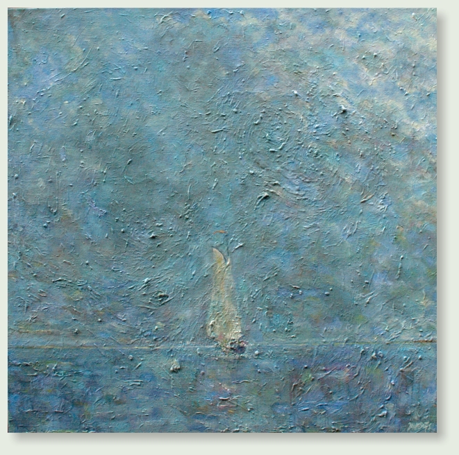 DUTCH SKY SAILBOAT TJALK IJSSELMEER 120 :120 cm acrylic paint, gel, goldleaf, linen   