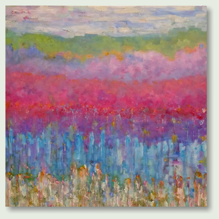 WARM SPRING 100 : 100 cm, acrylic paint, mixed media, linen
