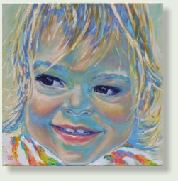 commissioned PORTRAIT OF BABETTE  70 : 70 cm acrylic paint, linen